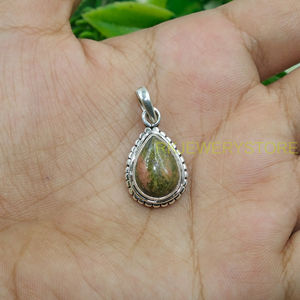 Colgante de Jaspe Unakita Natural, Colgante de Plata de Ley 925, Diseño Hecho a Mano, Joyería de Jaspe, Regalo de Navidad o Cumpleaños para Ella - Product Image 3