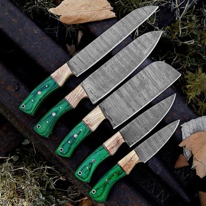 UA Supplies Hand Forged Damascus Steel Chef <b>Knife</b> Ambidextrous Wood Handle Traditional Style 6-7.9in Blade Length Kitchen - Product Image 1