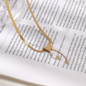 Elegante Collar de Mariposa Unisex con Diseño de Borla Hecho de Acero de Titanio Electrochapado - Product Image 4