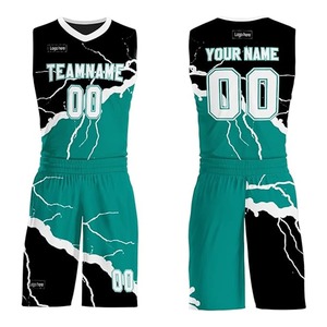 Nouveaux maillots de basket-ball personnalisés, ensemble de vêtements de sport respirant à séchage rapide, ensembles d'uniformes de basket-ball à manches courtes en vente - Product Image 1