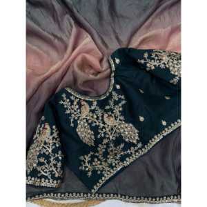 Sari elegante con trabajo de bordado de secuencia y cordón Ropa india y pakistaní - Product Image 1