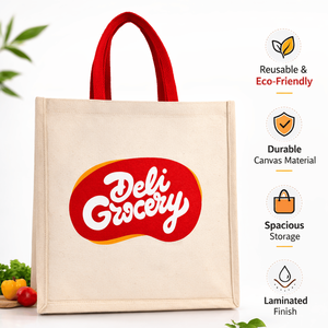 Bolsa de Mano Promocional de Lona Laminada Personalizada de 10 oz |   Bolsa de Compras Reutilizable con Asa Larga para Uso Diario - Product Image 6