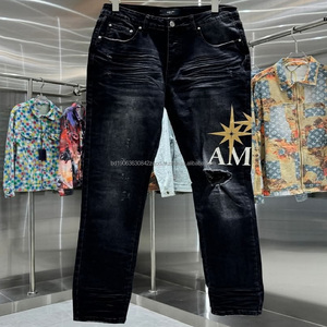 Shewin-Pantalones vaqueros para hombre, azul claro, lavados, desgastados, rasgados, triturados, ropa informal para niños, stock - Product Image 2