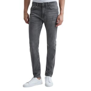 Vintage Style Cotton Pants For Mens Straight Leg Denim <b>Jeans</b> Light Bleached Wash Slim Fit Denim <b>Jeans</b> - Product Image 3