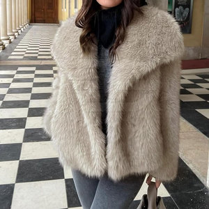 Women's Luxury Fluffy Winter Warm Breathable Polyester <b>Fur</b> Overcoat Soft Elegant Casual Outerwear Fashion Wear - Product Image 4