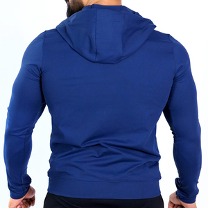 Chaqueta de Forro Polar con Capucha y Cremallera para Hombre, Color Azul Sólido, Transpirable, de Spandex y Poliéster, para Otoño, Corte Ajustado, Largo Regular - Product Image 2