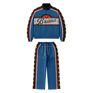 Conjunto de chándal cortavientos de nailon de alta calidad con logotipo personalizado, con media cremallera, para hombre, talla grande. - Product Image 2