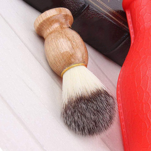 Brosse à raser pour homme la plus vendue, manche en bois, portable, pour salon, poils synthétiques, brosse de nettoyage visage et cou - Product Image 4