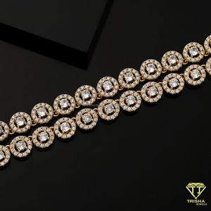 Collar de Plata de Ley 925 con Doble Cadena de Eslabones Redondos y Diamantes de Moissanita, Eslabones Circulares de Primera Calidad para Compradores de Joyería al por Mayor - Product Image 2