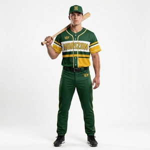 Pantalon de baseball de haute qualité pour adultes, athlétique, vente en gros, OEM, personnalisé pour équipe, respirant, imprimé vert, pour jeunes et hommes - Product Image 4