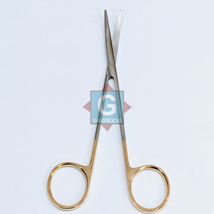 Tijeras de disección Metzenbaum con mango dorado, curvas, de acero inoxidable, para uso manual en cirugía general - Product Image 1