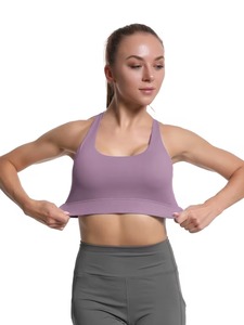 Haut de sport pour femme à dos ouvert avec découpe en forme de clé |   Soutien-gorge de sport élastique sans imprimé |   Vêtements de sport à double couche de soutien de qualité supérieure - Product Image 4