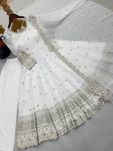 Nouvelle collection de robes en soie froissée pour femmes, avec broderies et sequins, coupe ample, pour fêtes, mariages, Diwali, longueur cheville - Product Image 6