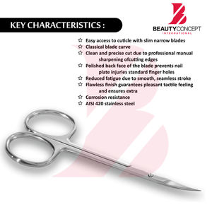 Ciseaux à cuticules en acier inoxydable de haute qualité pour manucure et pédicure professionnelle, outil de coupe de précision pour cuticules. - Product Image 4