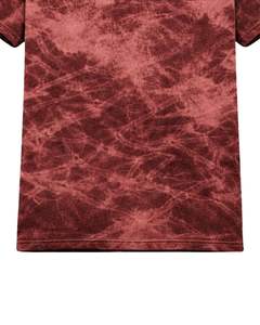 Deep Maroon Ice Dye T Shirt Men Round Neck Short Sleeve Cotton Casual Streetwear Vintage Wash Custom OEM Wholesale Tee Supplier - Product Image 6