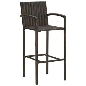Ensemble de 2 tabourets de bar en rotin PE marron et en acier thermolaqué, taille standard - Product Image 2