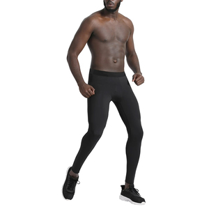 High Quality <b>Men's</b> Black Full Length Seamless Yoga Leggings High Waist Elastic Waist Sport Athletic <b>Compression</b> Long <b>Tights</b> - Product Image 3
