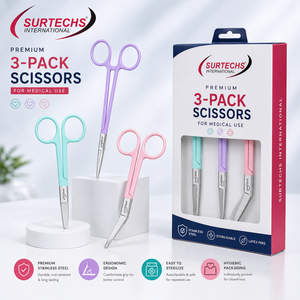 Juego de Tijeras para Vendajes Mayo de Acero Inoxidable de 3 Piezas, Estilo Moderno, Surtechs, Kit de Curación Manual para Enfermeras, Certificado CE, Certificado ISO13485 - Product Image 5