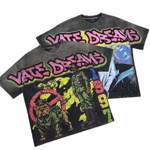 Cut and Sew Garment Custom <b>Vintage</b> <b>Graphic</b> DTG Printing 100% Cotton <b>Tee</b> Drop Shoulder Acid Wash T-shirts for Men - Product Image 2