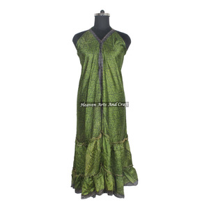 New Bohemian Vintage Silk Saree Boho <b>Dress</b> Women Floral Print Beach <b>Dress</b> Casual Ladies Slim Fit Printed <b>Custom</b> Summer <b>Dress</b> - Product Image 6