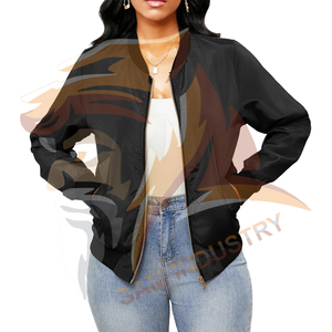 Hot Selling <b>Light</b> Weight Comfortable Satin <b>Jackets</b> Latest Design <b>Women's</b> Breathable Satin Varsity Bomber <b>Jacket</b> - Product Image 6