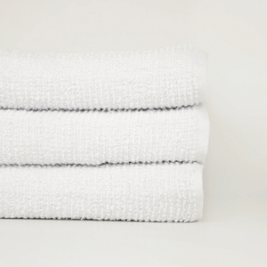 Commande en gros de chiffons de nettoyage commerciaux en coton côtelé 16x19, 32 oz, blancs blanchis, pour restaurants et cuisines, fabriqués en Asie. - Product Image 1