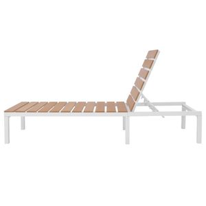 Chaise longue en aluminium blanc et marron avec structure WPC, élégante chaise longue d'extérieur pour la relaxation - Product Image 4