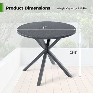 33.5 Inch Round Outdoor Patio Bistro <b>Table</b> with Wood-Like Top and X-Shaped <b>Legs</b> - Product Image 6