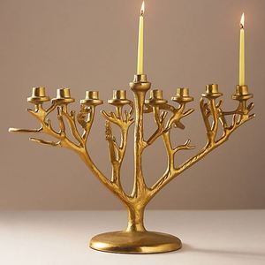 Chandelier en métal moulé à 9 lumières, design arbre, élégant centre de table pour les fêtes, décoration de table de salle à manger - Product Image 2