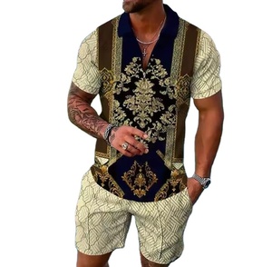 Conjunto de pantalones cortos de playa de secado rápido, conjunto de dos piezas estampado para hombre, vacaciones en la playa, secado rápido después del baño, fácil de llevar - Product Image 3