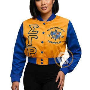 Customized Sigma Gamma Rho Satin Embroidered Quilted Windproof <b>Waterproof</b> Varsity <b>Jacket</b> Sorority High Quality Autumn Stand - Product Image 2
