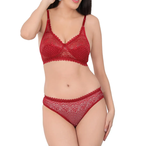 Conjunto de sujetador y bragas sexy sin relleno de malla suave, lencería transpirable para mujer, disponible al por mayor, con tirantes de nailon, conjunto de sujetador sexy completo. - Product Image 1