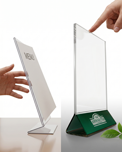 Best Eco-friendly Clear Acrylic Modern Countertop Menu Holder Silk Screen Logo Printing Size 4x6 Inches for Restaurants <b>Bars</b> - Product Image 3