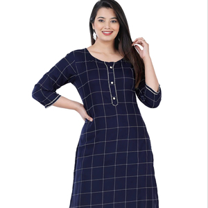 Salwar Kameez de Algodón con Estampado Floral Azul para Mujer, Estilo Étnico, Informal, para Fiestas, Bodas, Verano, Corte Regular, para Todas las Temporadas, Cuello en V, Tres Piezas - Product Image 1