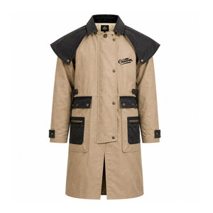 Manteau long en coton ciré pour femme, marque privée, coupe-vent et respirant, idéal pour l'équitation, le ranch et les activités extérieures en hiver, style western, boutonné. - Product Image 1