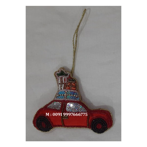 Ornement de Noël en forme d'étoile en tissu de haute qualité, broderie dorée Zari, avec travail de perles, utilisé pour offrir en cadeau - Product Image 4