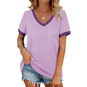 Export Solid Color Women's V-Neck T-<b>Shirt</b> Premium Breathable Eco-Friendly 100% Cotton Casual Everyday Comfort From BD - Product Image 3