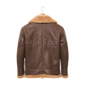 Abrigos de piel de oveja 100% genuinos con cuello de piel, diseño clásico, diseño personalizado, chaqueta de cuero en venta a precio de mayoreo. - Product Image 2