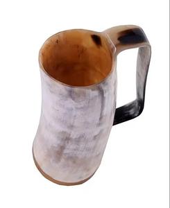 Chope à bière artisanale en corne de buffle naturelle avec couvercle en bambou, finition lisse, poignée robuste, style contemporain pour les fêtes - Product Image 2