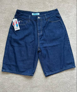 High-Quality Vintage Washed Denim Jort Jean Shorts Manufacturer Custom Baggy Blank Jeans Jorts Short With Embroidered Men - Product Image 5