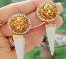 Boucles d'oreilles géométriques en laiton plaqué or de luxe avec accents CZ à la mode forme de cloche balancent déclaration de mariage mode dames filles - Product Image 2