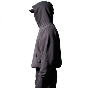 Sweat à capuche ample en coton personnalisé, épais, en molleton vierge, lourd 500 GSM, coupe oversize, pour homme, style court et carré - Product Image 4