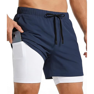 OEM <b>Men</b> 2 In 1 Athletic <b>Shorts</b> <b>Compression</b> Liner Running Gym <b>Shorts</b> With Phone Pocket Wholesale Bulk Supply - Product Image 1