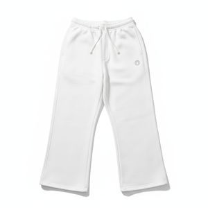 Men's <b>White</b> Cotton Sweatpants High Elastic Drawstring Casual <b>Joggers</b> Side Pockets Lightweight Straight Leg Winter Embroidered - Product Image 1