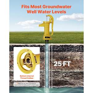 Pompe à eau manuelle en fonte antique, hauteur de refoulement maximale de 25 pieds, raccord NPT 1-1/4, installation facile, style ancien, jaune pour - Product Image 2