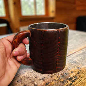 Taza de madera de pino quemada hecha a mano de primera calidad con vaso de acero inoxidable, taza rústica de madera para beber a precio económico. - Product Image 5