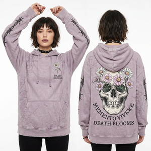 Chaleco con capucha sin mangas para mujer, 350GSM, azul con lavado ácido, con estampado básico subvertido y gráfico de calavera desgastado, estilo oversize streetwear, proveedor - Product Image 6