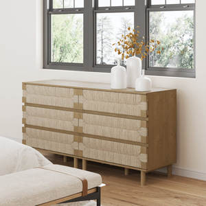 DreamCraft Vietnam Commode de chambre à coucher avec panneaux en jonc de mer tissés à la main Meubles écologiques - Product Image 2