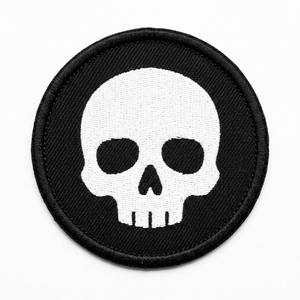 Parche Bordado Personalizado de Calavera Blanca, Insignia Redonda Negra Termoadhesiva, Venta al por Mayor, Táctico, Gótico, Aplique Bordado a Máquina, Pedido a Granel - Product Image 1