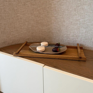 Plateau de service ovale en bois de chêne naturel fait main, luxueux et durable, avec assiette pour la cuisine, la salle à manger et la décoration de la maison - Product Image 5